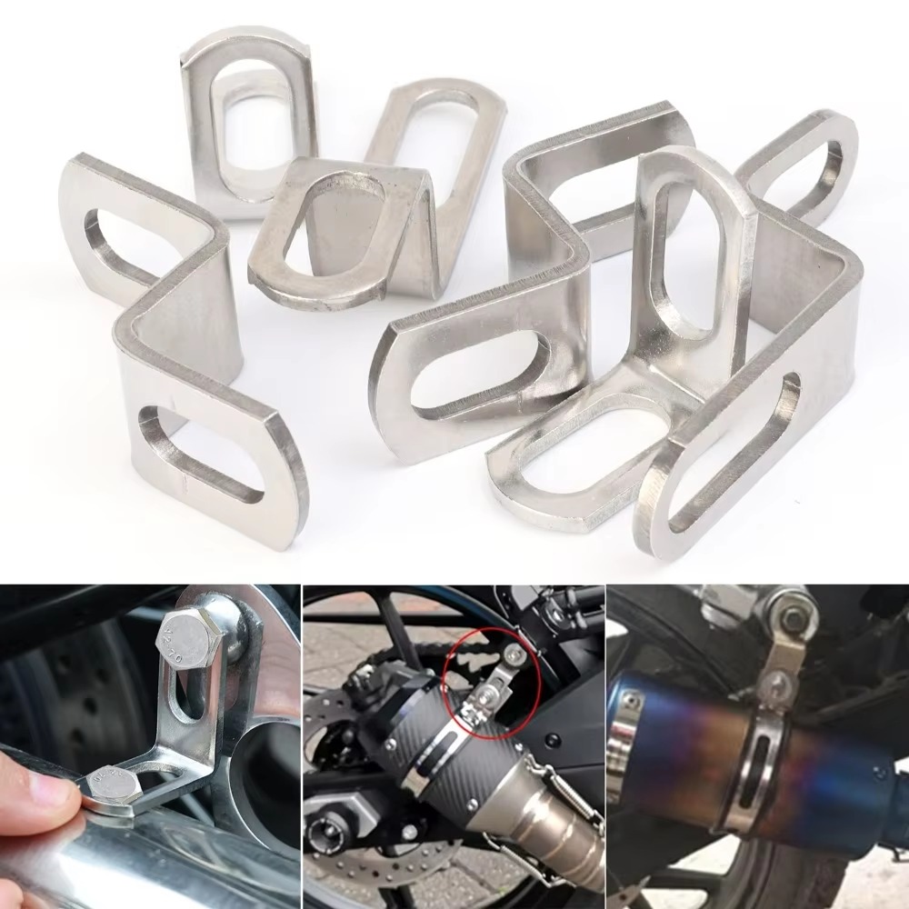Soporte de tubo de escape para motocicleta, abrazaderas de tubo de escape modificadas en forma de Z/L, accesorio de soporte fijo de acero inoxidable
