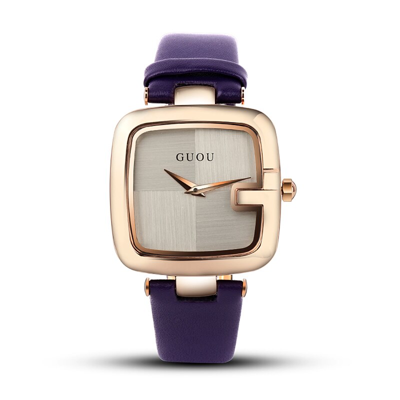 Guou Vrouwen Horloges Dames Horloges Voor Vrouwen Armband Horloge Vrouwen Luxe Montre Femme Vierkante Klok Saat: Paars