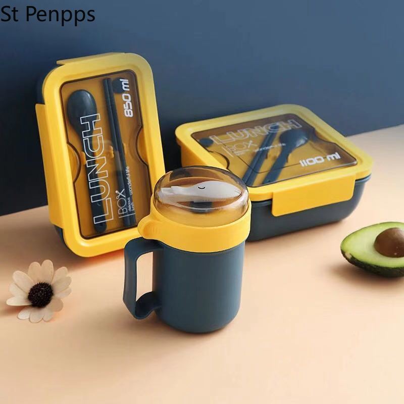 Lunch Box for Students and Office Workers with Tableware Can Be Heated By Microwave Oven Bento Lunch Box Snack Container