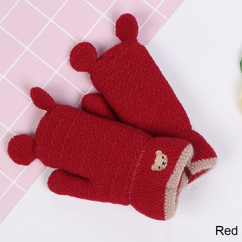 Guantes de invierno para niños de Evrfelan, mitones de algodón de punto con forma de dibujos animados, coloridos guantes y mitones de invierno para niños y niñas: red