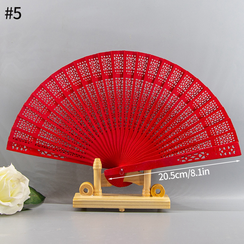 Abanico plegable de madera, decoración de mano, abanico de bambú antiguo para danza femenina, abanicos plegables, abanico de madera tallado hueco, artesanías: plum