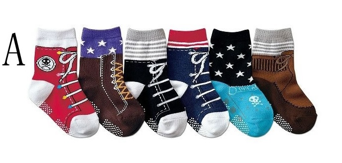 6 paires de chaussettes antidérapantes pour bébés garçons, chaussures de sol décontractées en coton