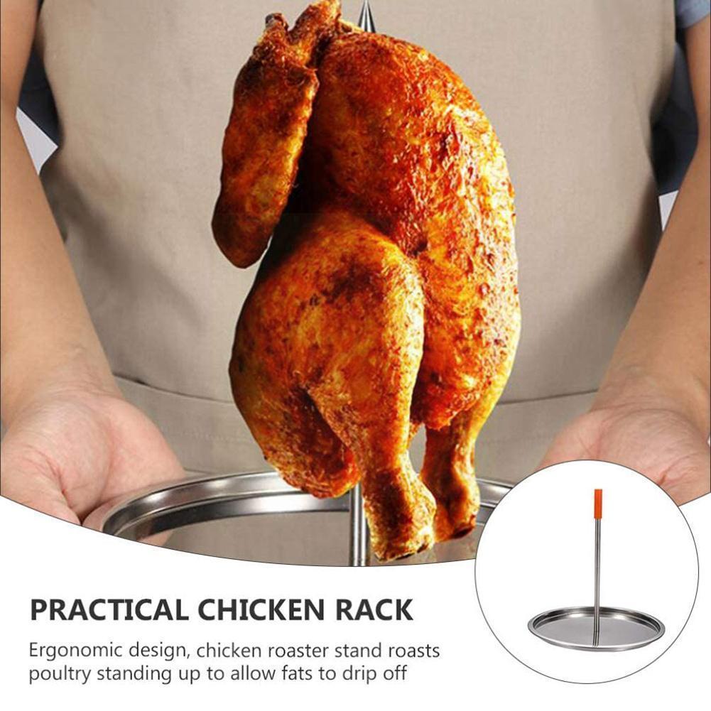 Steel Vertical Skewer Barbecue Spike Poultry Hanger Meat Stand Spit BBQ Roasting Brazilian Spikes Rack Grilling Skewer A7L1
