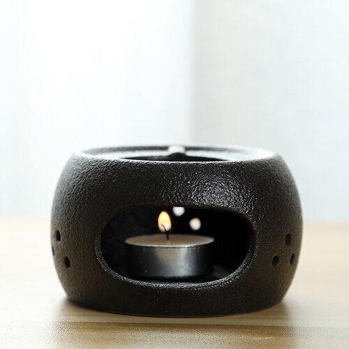 Styl japońnarty czarny Zen kominek robić aromaterapii ceramiczne naczynie na herbatę kuchenka świecznik czajnik Trivets kawy podgrzewacz robić mleka herbata akcesoria: A