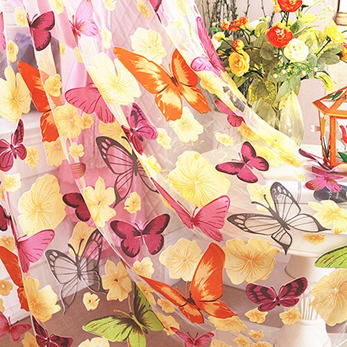 Sommerfugl rene gardiner til stue soverom fargerik voile tyll persienner kjøkken vindu behandlinger panel gardiner