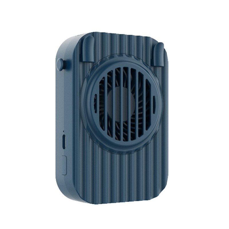 Wearable Neck Fan USB Rechargable Personal Waist Clip Fan Portable Hands Free Air Cooler: navy blue