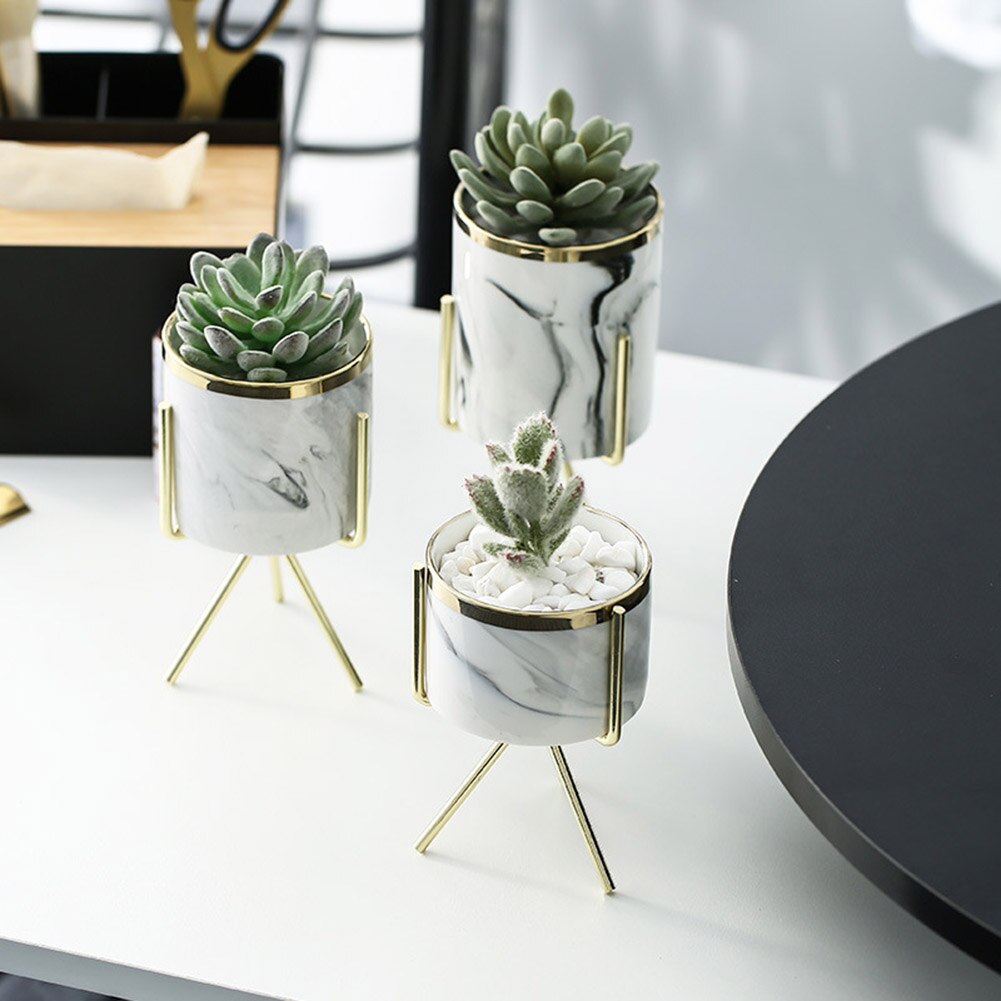 2 stk nordisk blomsterpotte metalstander havehavebeslag keramisk blomsterpotteholder kunst plantebeholder planter hjemmekontorindretning