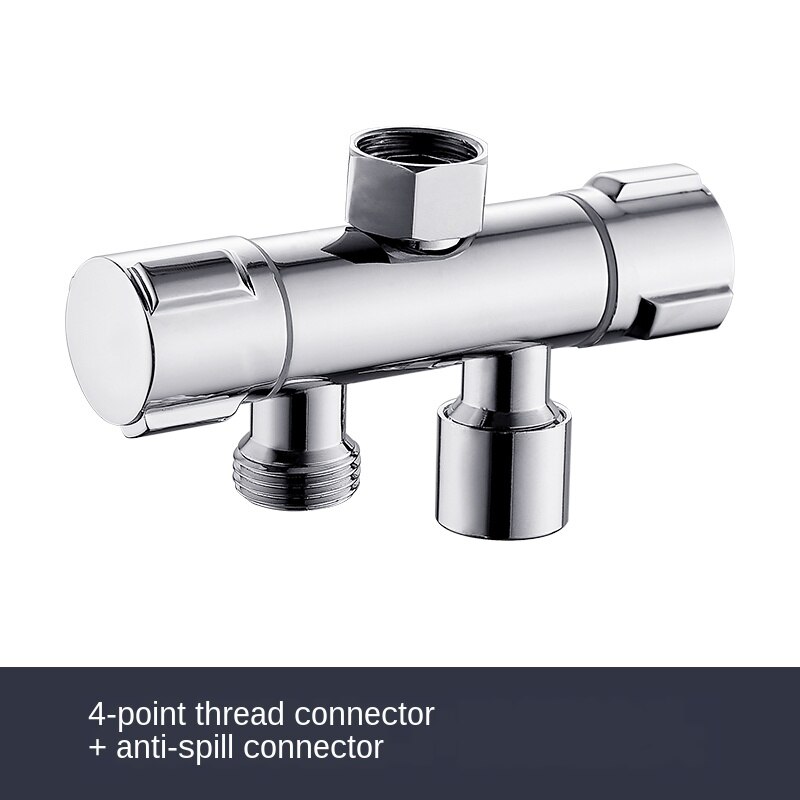 Water Divide Valve Washing Machine Faucet Current Divider One Divided into Two Double Union Tee into Two Output Angle Adapter: Chocolate