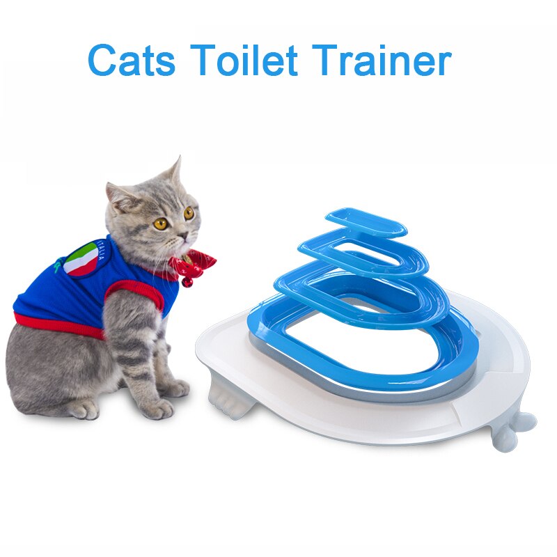 Plastic Cat Toilet Training Pad Kit Litter Box Cat Seat Trainer Toilet Pet Cleaning Cat Training Litter Kwitter Cat Litter Tray