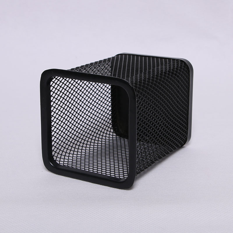 1PC Black Metal Mesh Square Office Organizer Cosmetic Pencil Pen Holders Stationery Container Office Supplies Desk Storage