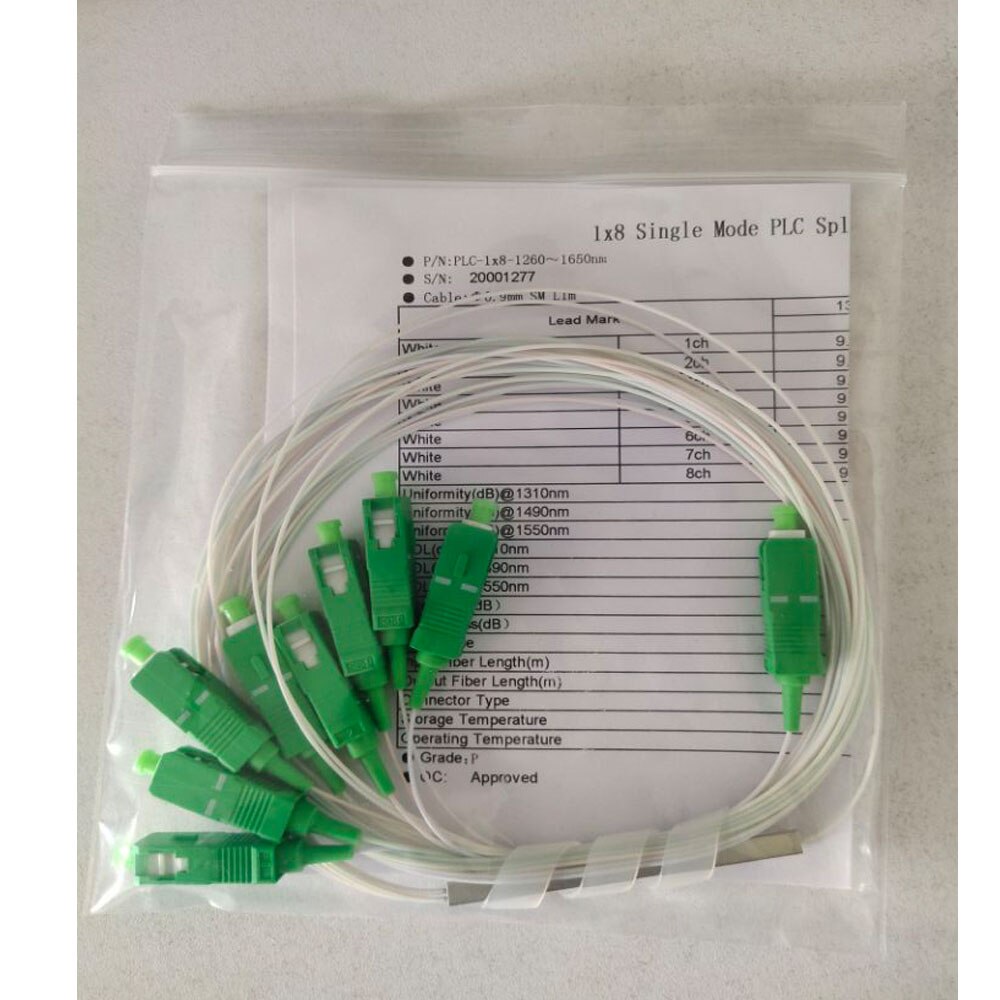FTTH Fibra Optica PLC Splitter 0.9mm 1x8 SC APC connector 10pcs