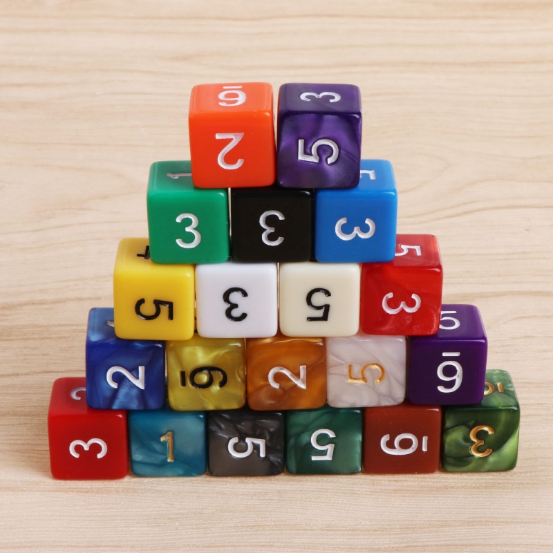 20 pcs 15mm Multicolor Acryl Cube Dice Kralen Zes Zijden Draagbare Tafel Games Speelgoed
