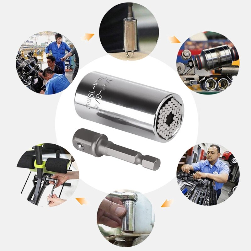 7-19mm Power Drill Ratchet Bushing Spanner Universal Torque Wrench Head Set Socket Sleeve Magic Key Grip Hand Tools