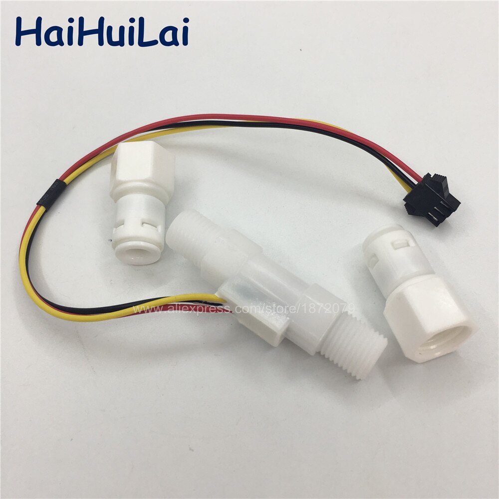 G1/4" Plastic Water Hall flow sensor meter+2pcs quick connector adaptor Push Fit for beer coffee machine