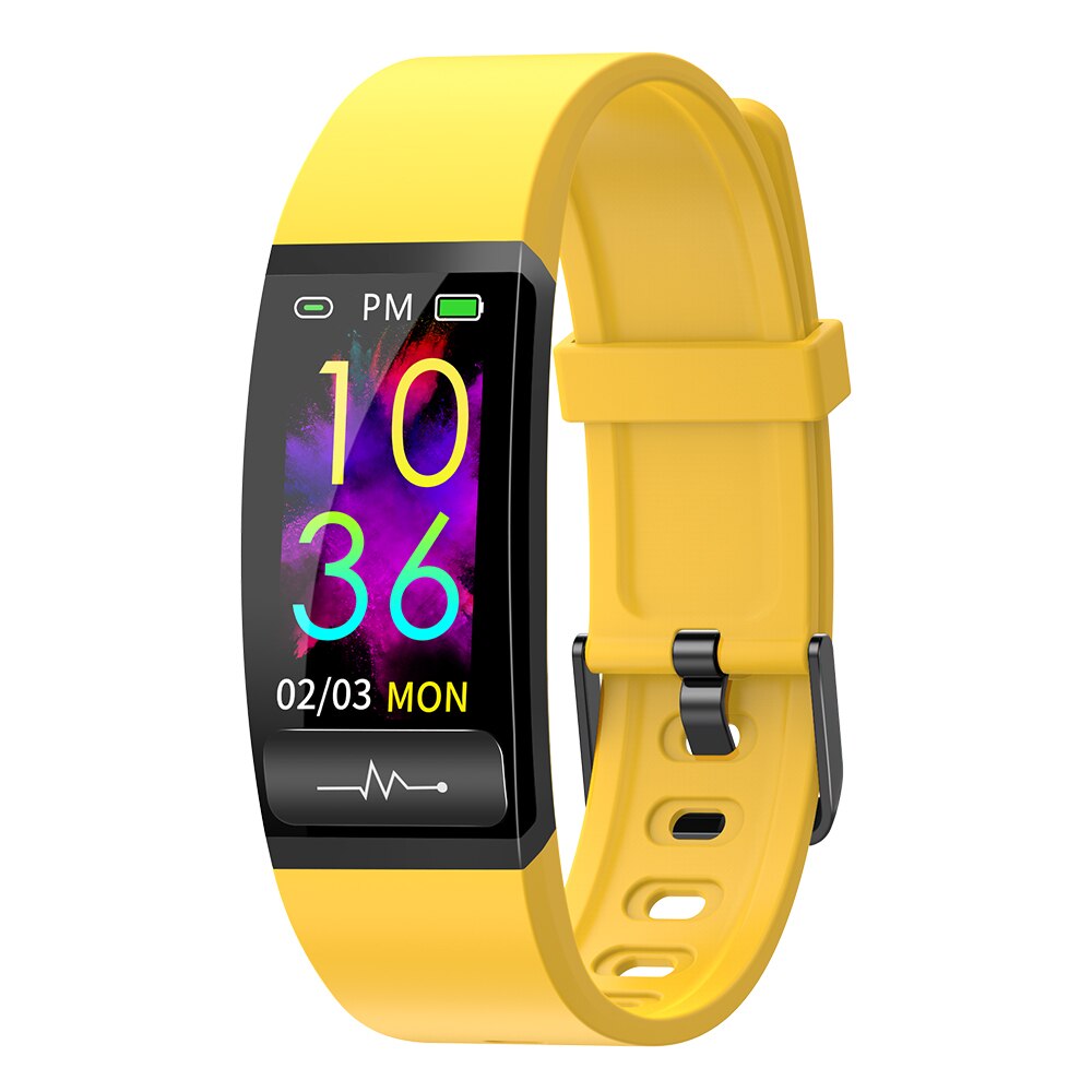 Bracelet intelligent multifonctionnel de tension artérielle et d'oxygène de sang de fréquence cardiaque de rapport d'ecg et d'ai: Jaune