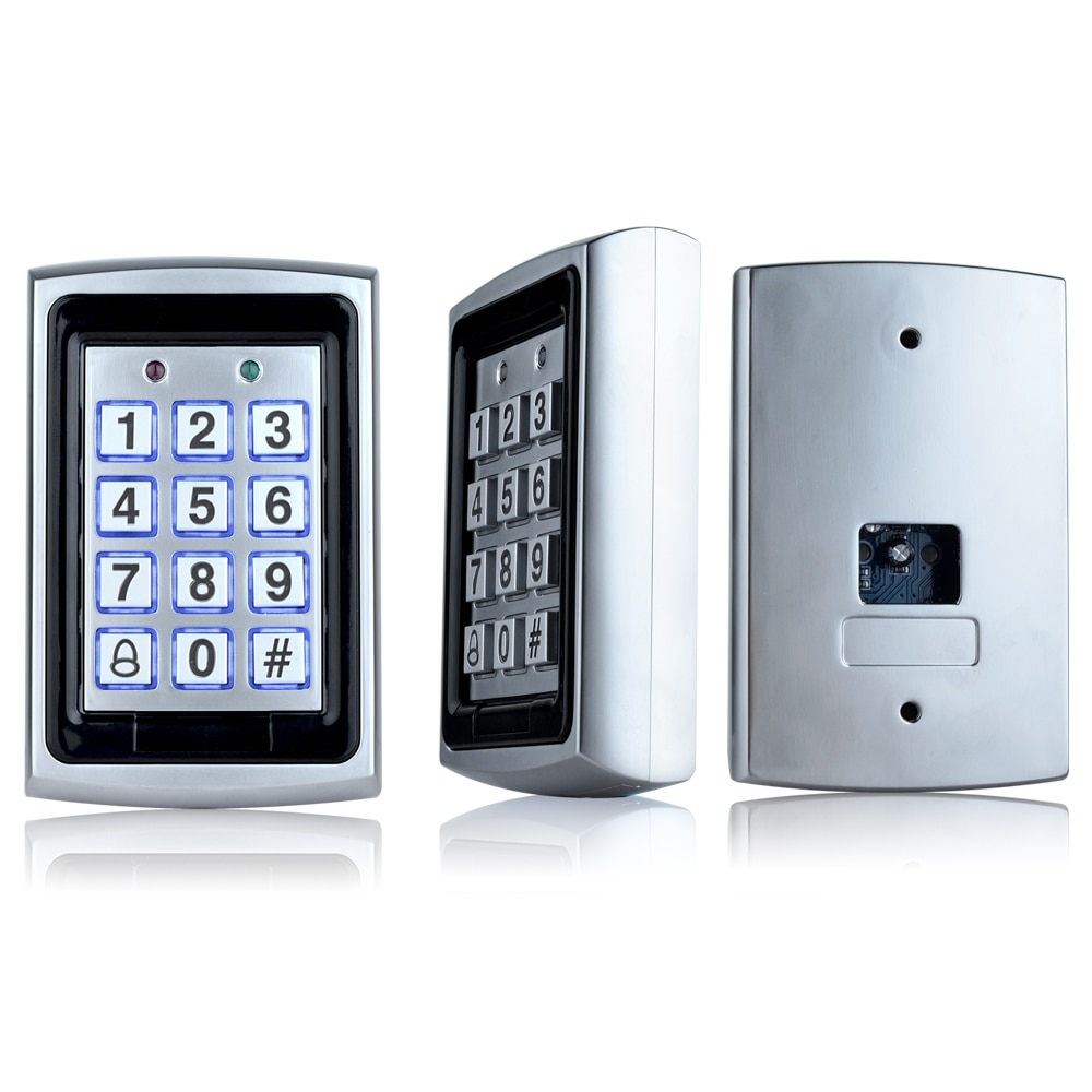 Contactless Rfid Teclado de Control de Acceso de Metal Con Cubierta A Prueba de agua Controlador de La Puerta Eléctrica de Bloqueo de Seguridad + 20 unids 125 KHz Llaveros