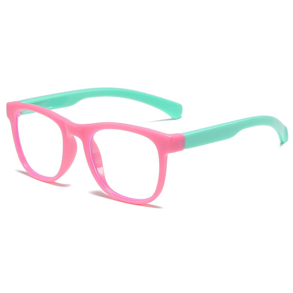 Blue Light Blocking Glasses For Kids Computer Glasses Video Gaming Glasses Children Silicone Frame Anti Radiation Glasses: Pink-green