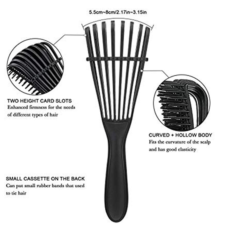 2 pièces démêlant brosse Afro brosse amérique/africain texturé 3A à 4C crépus ondulés/bouclés/Coily/humide/sec/huile/épais/cheveux longs, noeuds