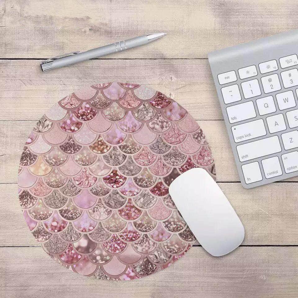 Mermaid Desk Mat Office Desk Organizer School Supplies Scale Mouse Desk Tools Office Desk Accessories Set: Pink