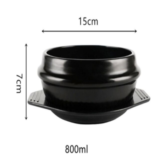 BIMUYI Bol En Pierre Coréen Dolsot Bibimbap - 910 Ml Avec Plateau Bois - Granit Naturel Authentique