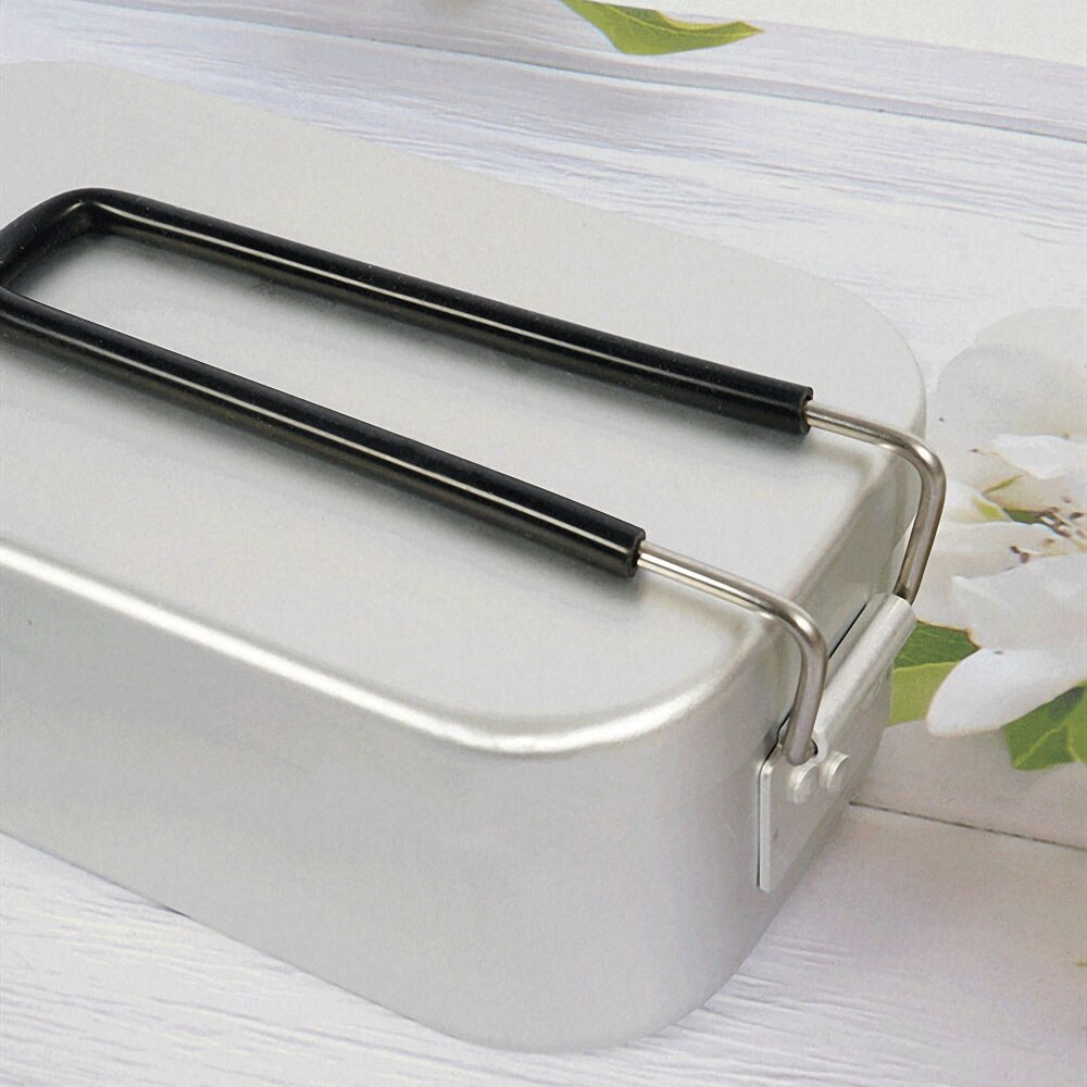Ultra-Light Aluminum Square Lunch Box with Handle Lid Portable Picnic Food Container Outdoor Travel Camping Hiking Lunch Case