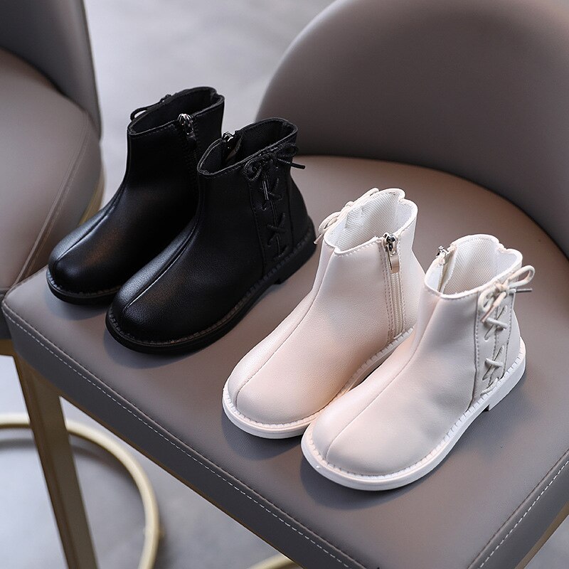 Knöchel Stiefel Baby Junge Herbst Kinder Schuhe kleine Mädchen Winter Bogen Kinder'S Leder Stiefel 1 2 3 4 5 6 Jahr alt