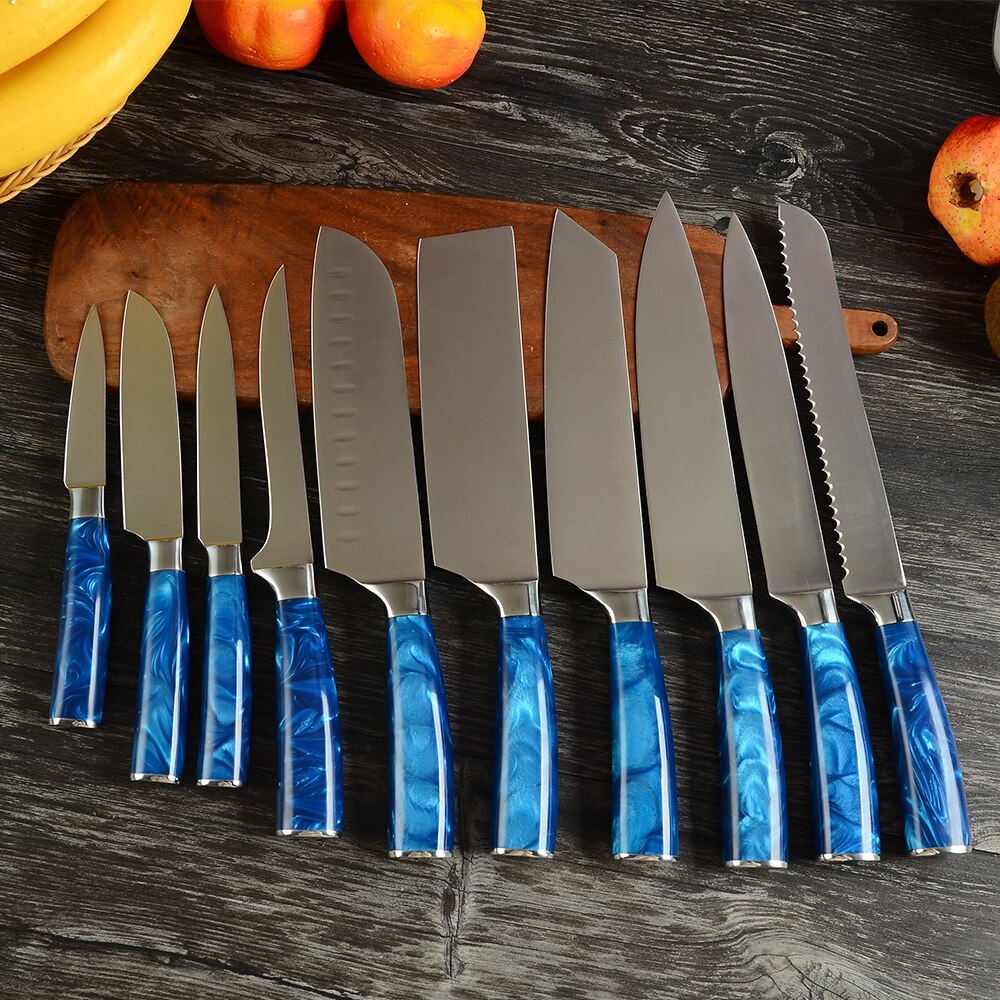 Xyj Japanse Chef Messen Rvs Keukenmessen Set Sharp Non-stick Uitbenen Cleaver Santoku Brood Snijden Messen Gereedschap