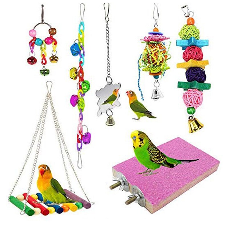 Small and medium parrot toy set, bird toy, pet toy: ALN-883--7pcs