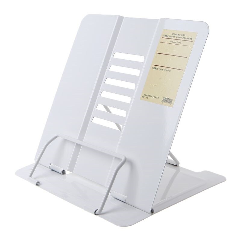 Portable Metal Adjustable Reading Book Holder Support Document Shelf Bookstand l29k: White