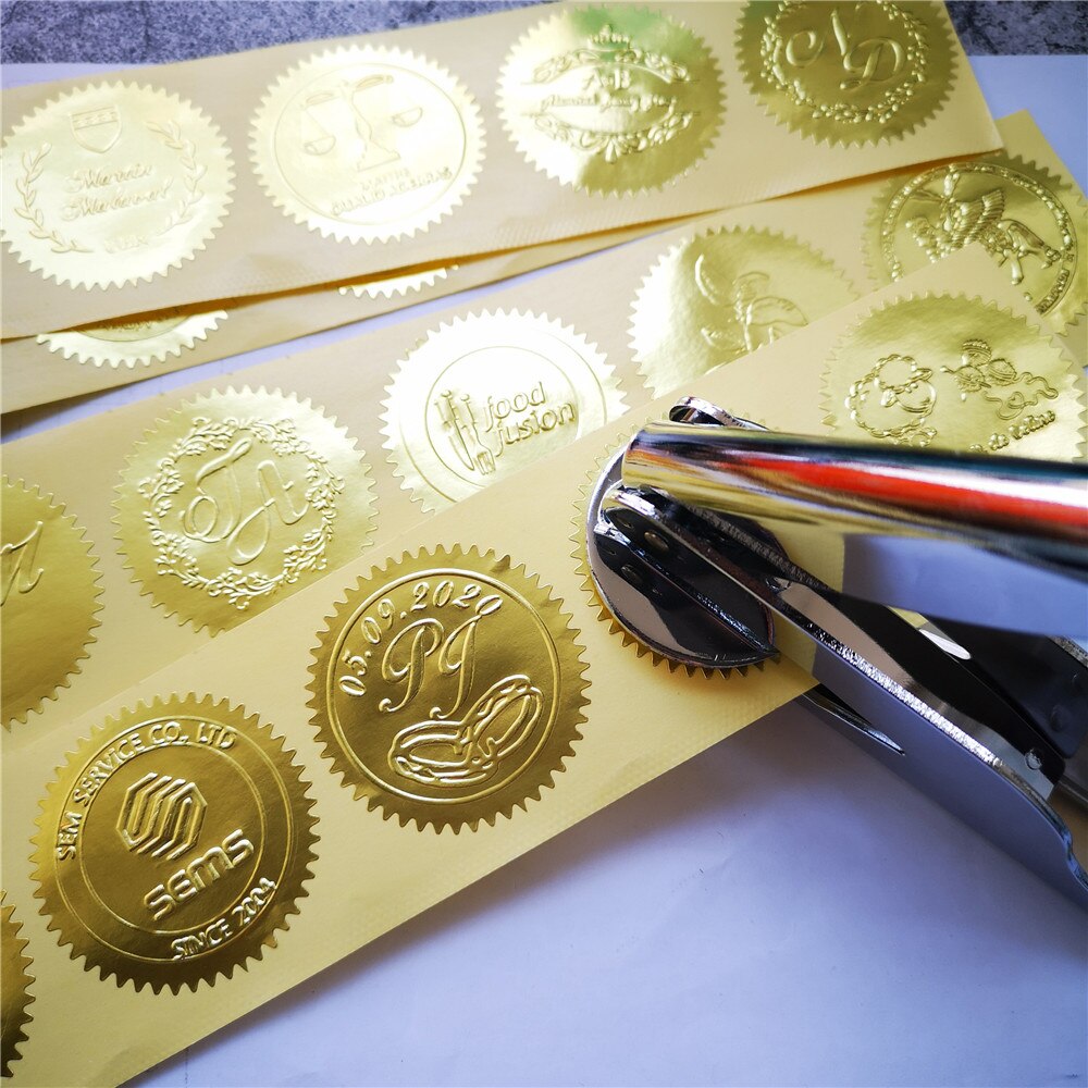 100pcs 5cm Silver or Gold Stickers Sticky Notes Scrapbooking Package Sealing Stickers for Cookie/Candy pack embosser seal