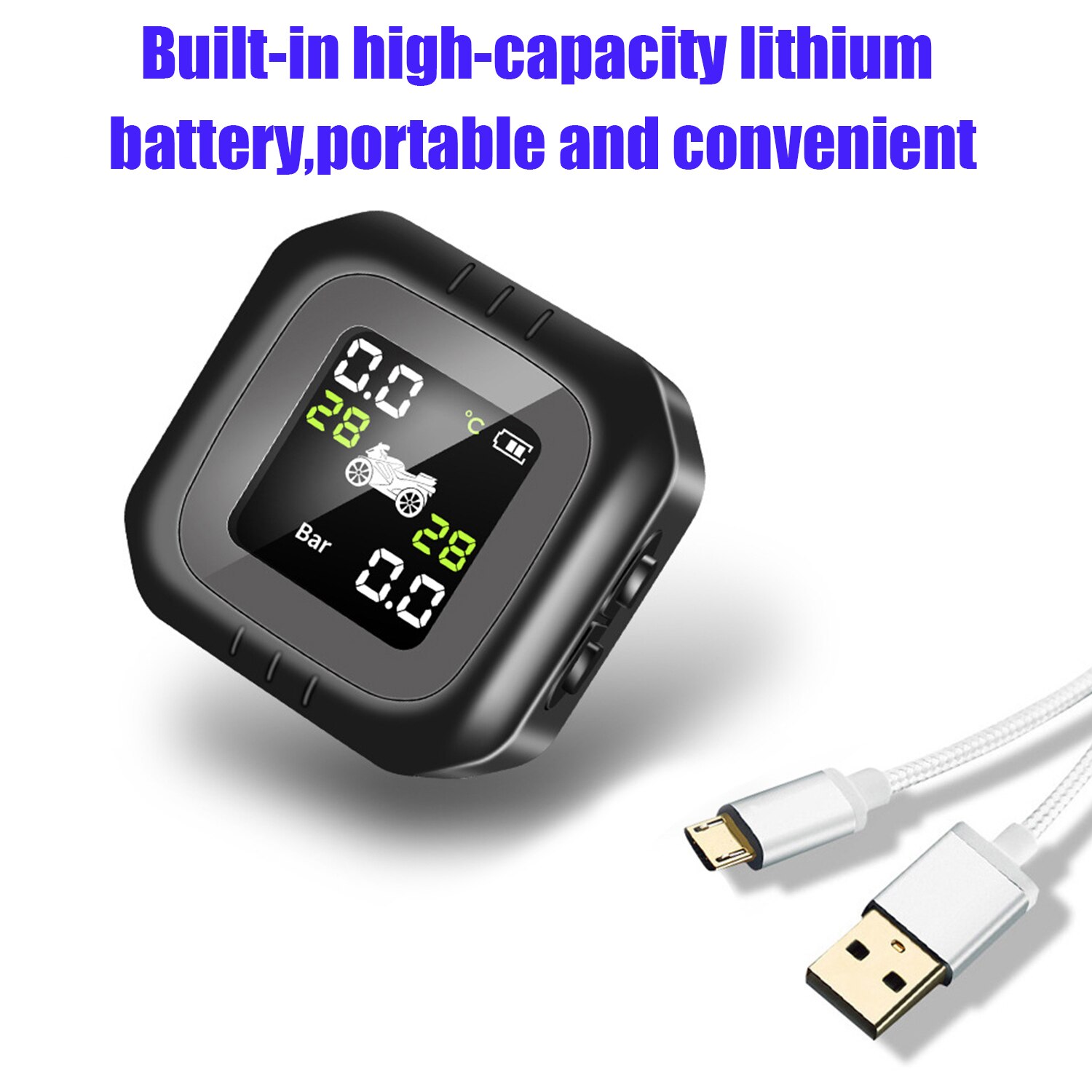 Wireless LCD Motorcycle Tire Pressure Monitoring System TPMS 2External Sensor Realtime Monitor Abnormal Alarm Moto Tyre Tool PSI