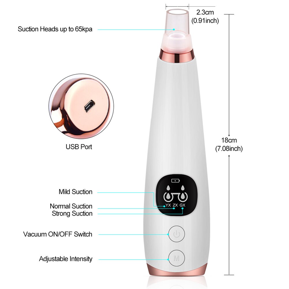 Electric Acne Remover Point Noir Blackhead Vacuum Extractor Tool Black Spots Pore Cleaner Skin Care Facial Pore Cleaner Machine