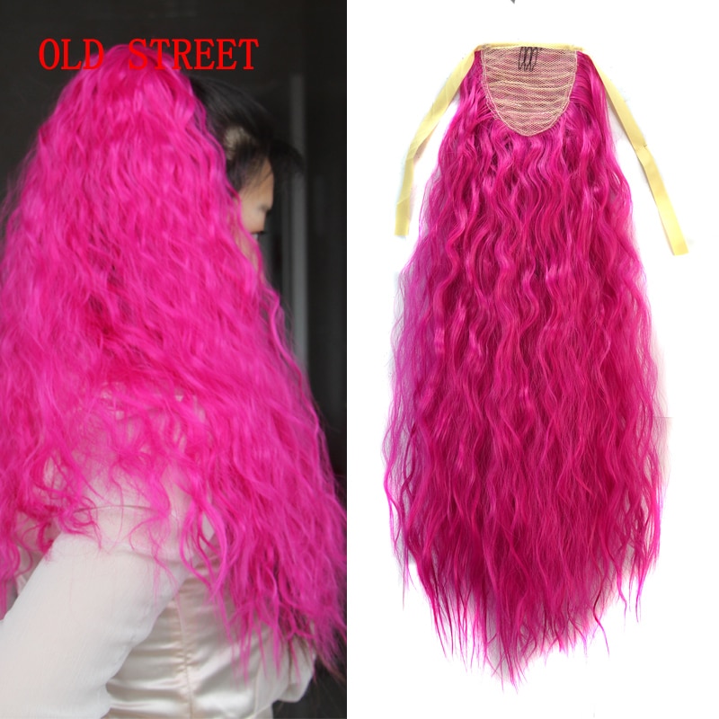 Synthetic Ponytail Wate Wave Long High Temperature Fiber Tie on Hair Extensions For Girls Party Clip in Hairpieces OLD STREET