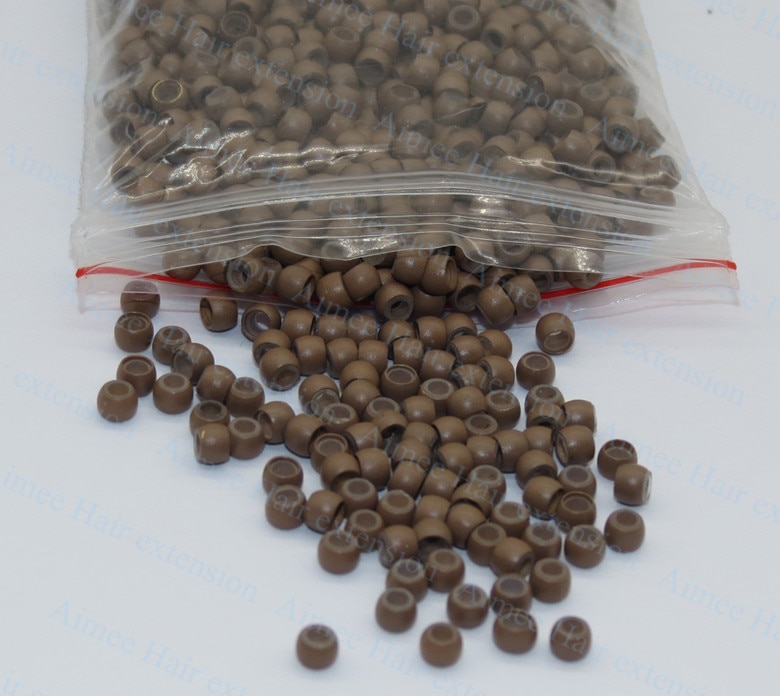 1000 stk / mye 11#  l. brun silikon nano ringe til hårforlengelser mikro ringetone 3.0mm nano perler minste silikon nano ringetone lenker