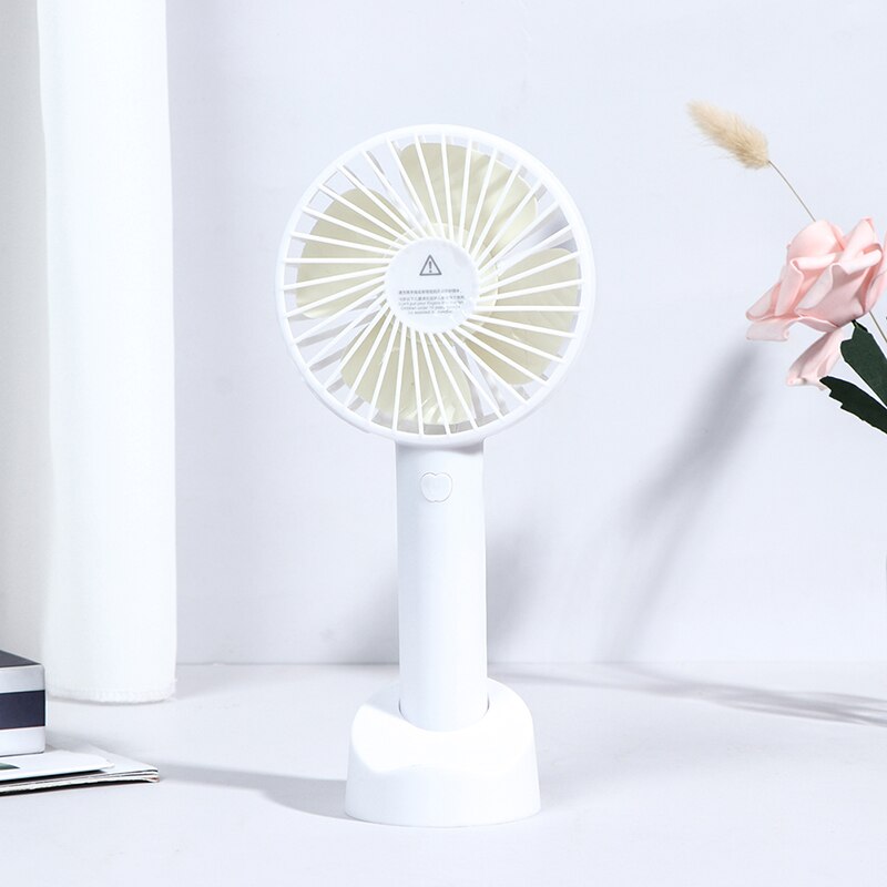 Hand-Held Draagbare Cartoon Base Fan Mini Stijl Usb Hand Elektrische Ventilator: WHITE