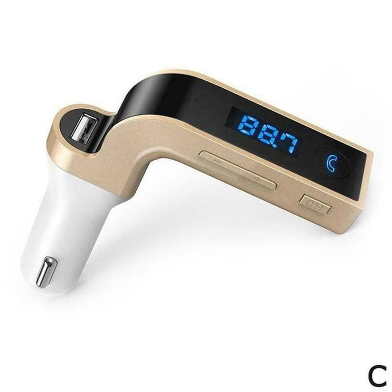 Bluetooth car kit hands-free FM transmitter radio MP3 player USB Charger: Gold