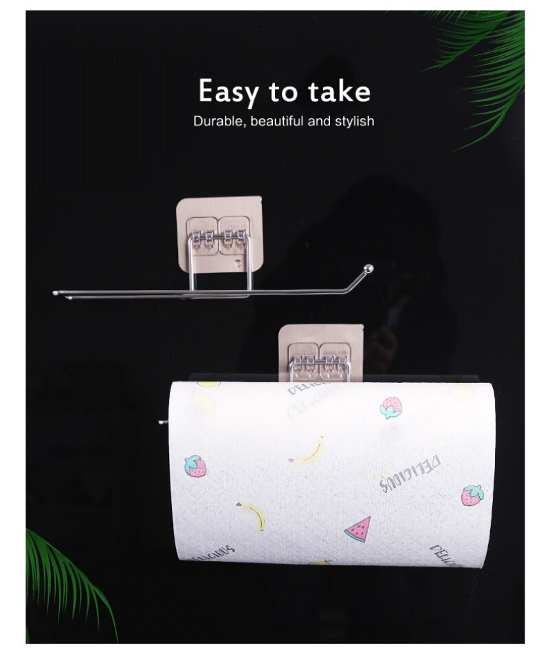 Self-adhesive Towel Holder Rack Kitchen Hanger Organizer Bath Clothes Towel Bathroom Hook Storage Rack For Bathroom Toilet