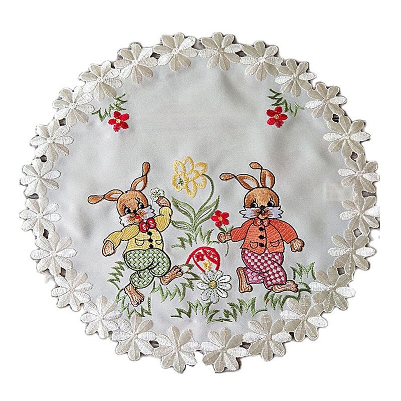 Mantel Individual de encaje bordado con forma de huevo de gallina, posavasos para mesa, posavasos, té de Pascua, accesorios de cocina