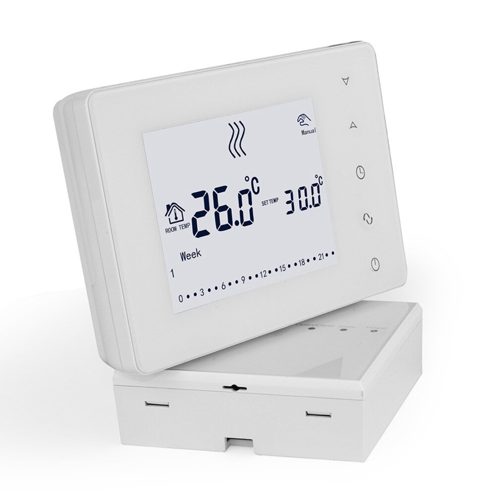 433hz intelligent termostat multifunktionel væghængt kedeltermostat hjemmetemperaturregulator med lcd-berørt skærm