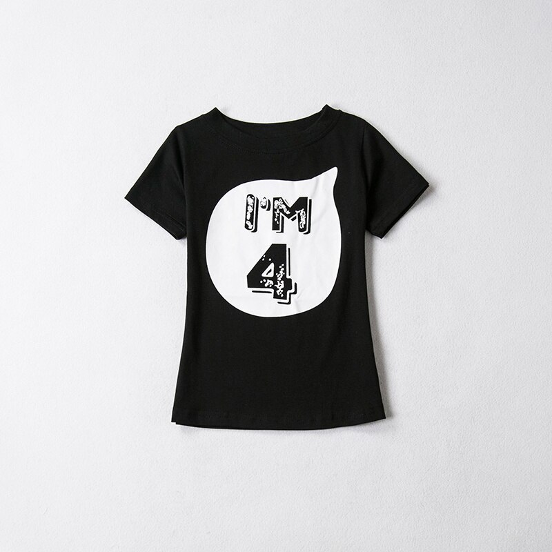 Sommer Mädchen jungen Tops Kid t shirts T Kleidung Baumwolle lustige T Shirts 1st Eine Jahre 2nd Geburtstag Outfits 3 jahr Weiß Tshirt: Black 4