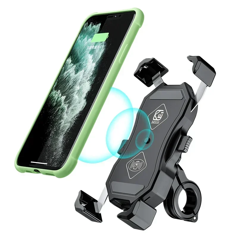 Draadloze oplader voor motorfietsen, telefoonhouder, snelle qi usb-oplader, spiegelhouder voor mobiele telefoon, stuurhouder voor motorfiets