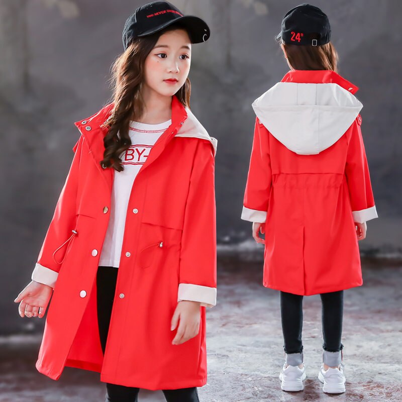 Girls trench coats kids windbreaker spring autumn teenage long coats outerwear for children clothes 5 7 9 11 13 Year