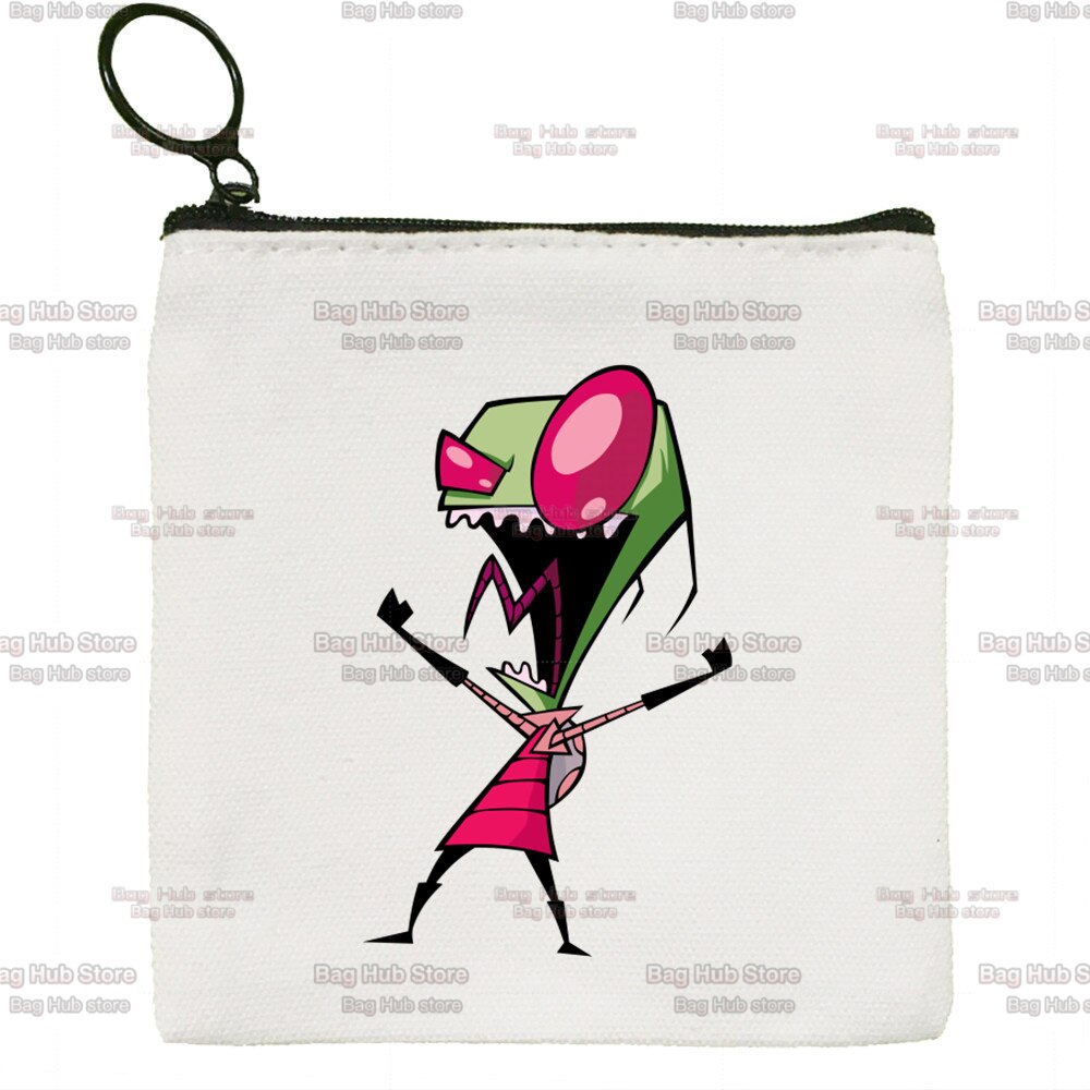 Invader Zim Zim Image Cartoon brezentowa portmonetka z zamkiem błyskawicznym studentka mały uroczy portmonetka szminka torba mała przenośna: G