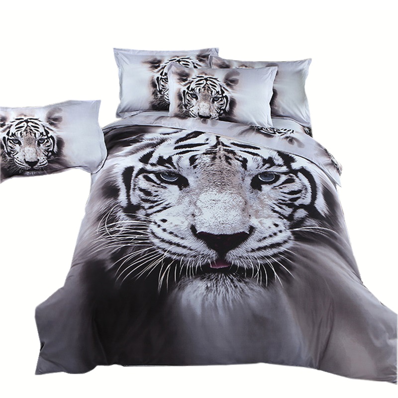 413D Tijger Dier Beddengoed Sets Dekbedovertrek Koning/Queen Size Tiger Wit Katoen Bed Cover Leeuw Eenhoorn Beddengoed kussensloop