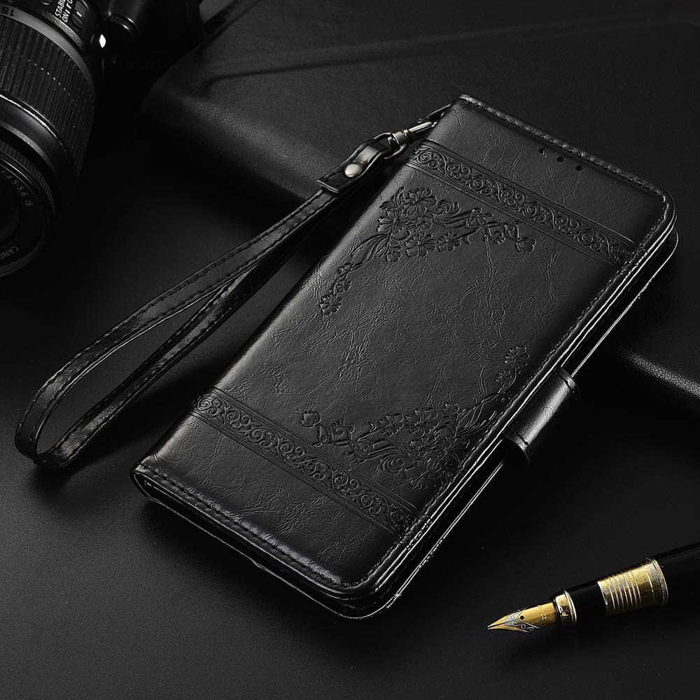 Flip Leather Case For Highscreen Boost 3 Fundas Printed Flower 100% Special wallet stand case with Strap: oil black