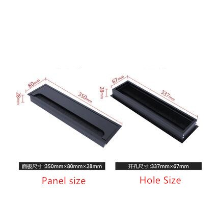 Aluminum alloy rectangular desk cable grommets wire hole cover Cable Outlet Port Surface table cable hole Furniture Hardware: 350X 80X 28MM3