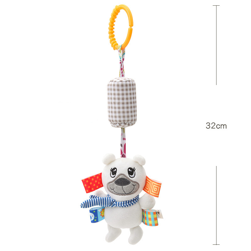 Nuevos sonajeros para bebé, juguete con campana, sonajero de peluche suave, juguetes con agarre manual, colgante para cochecito, cuna, cama, mordedor, juguete colgante de 0 a 24 meses: Blanco