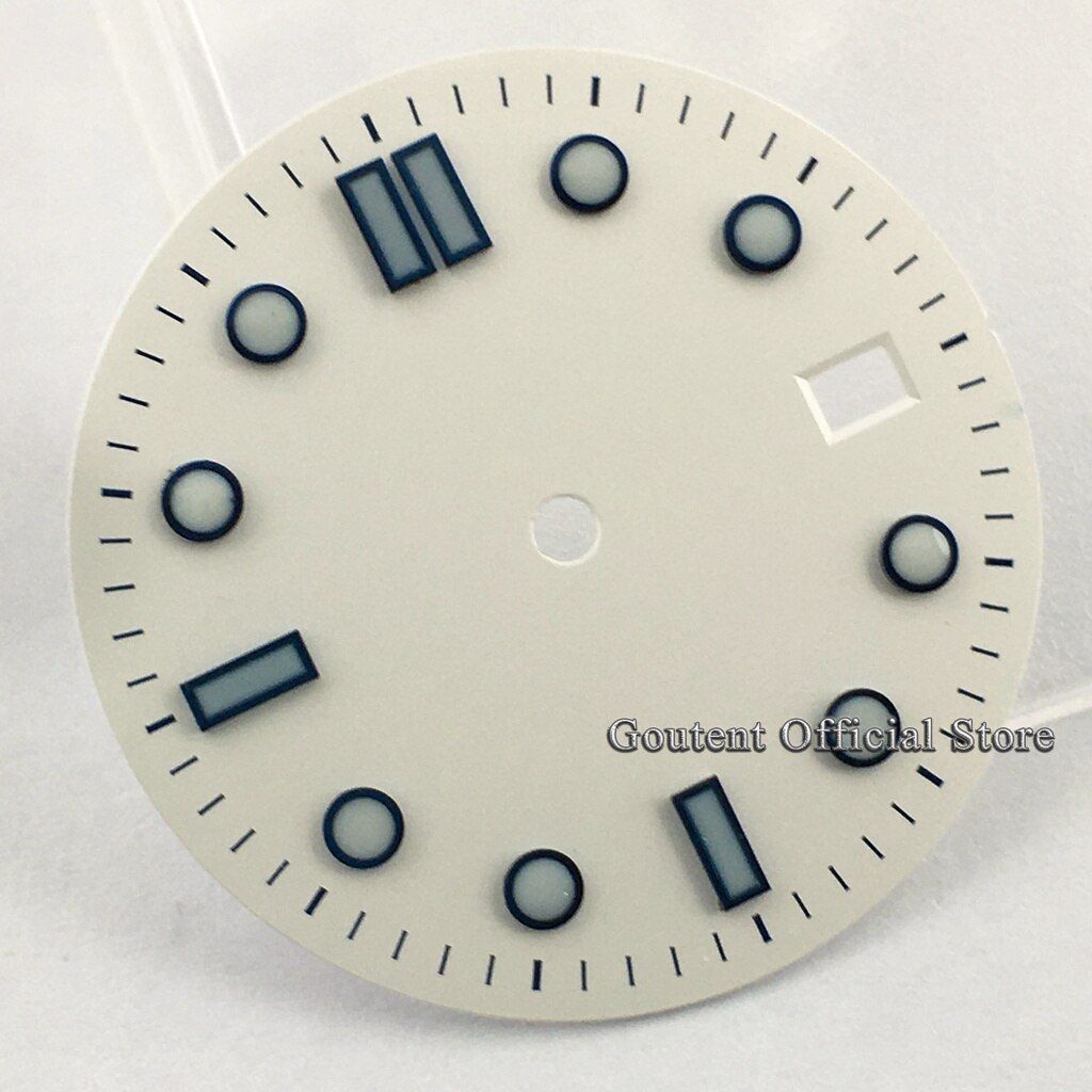 Groene Lichtgevende Goutent 31Mm Steriele Wijzerplaat Witte Wijzerplaat Fit Voor NH35 NH35A Nh36 Beweging Horloge Onderdelen Voor Mannen