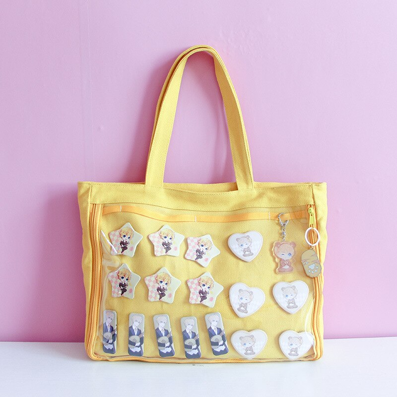 Ita Bag girls lolita Style lovely handbag kawaii clear bag Schoolbags For Teenage Girls Candy Sweet itabag Shoulder bags H252: yellow