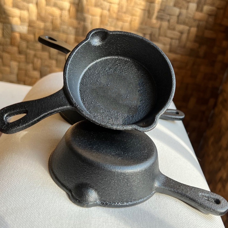 8.5Cm Kleine Koekenpan Steak Pot Non Stick Gietijzeren Materiaal Wok Pannen Met Handvat Voor Thuis Inductie Elektrische gaskookplaat A0KF
